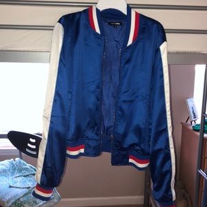 Blue bomber jacket